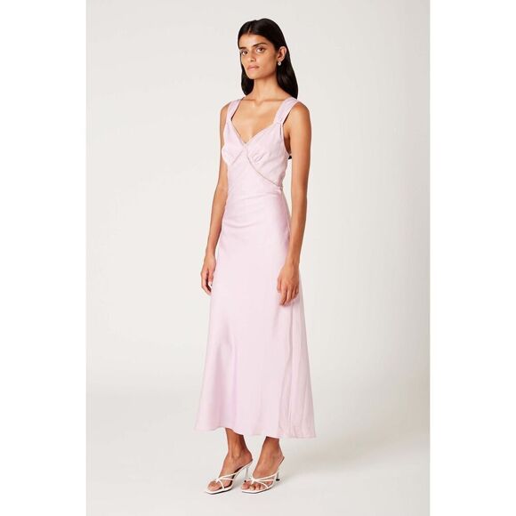 NIA Rosario vintage Inspired Satin slip Midi Dress in Pink size S NWT$108 - Picture 4 of 7